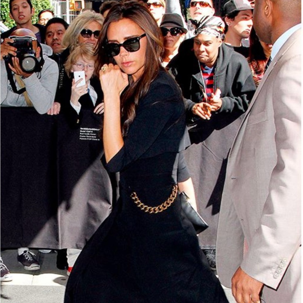Victoria Beckham Black Coat with Chain